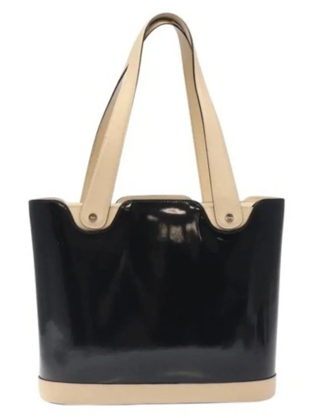 Salvatore Ferragamo Tote Bag Enamel Black Silver Auth bs25067